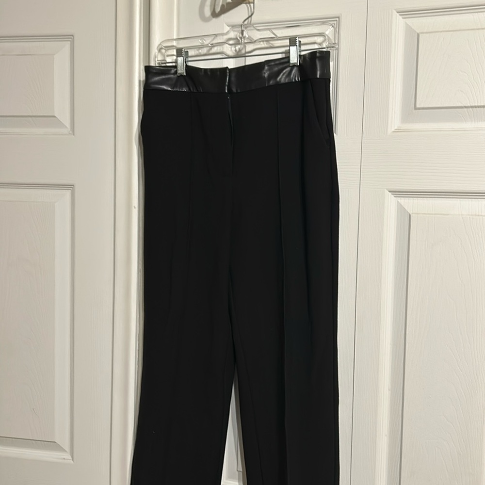 Black dress pants with leather waist band